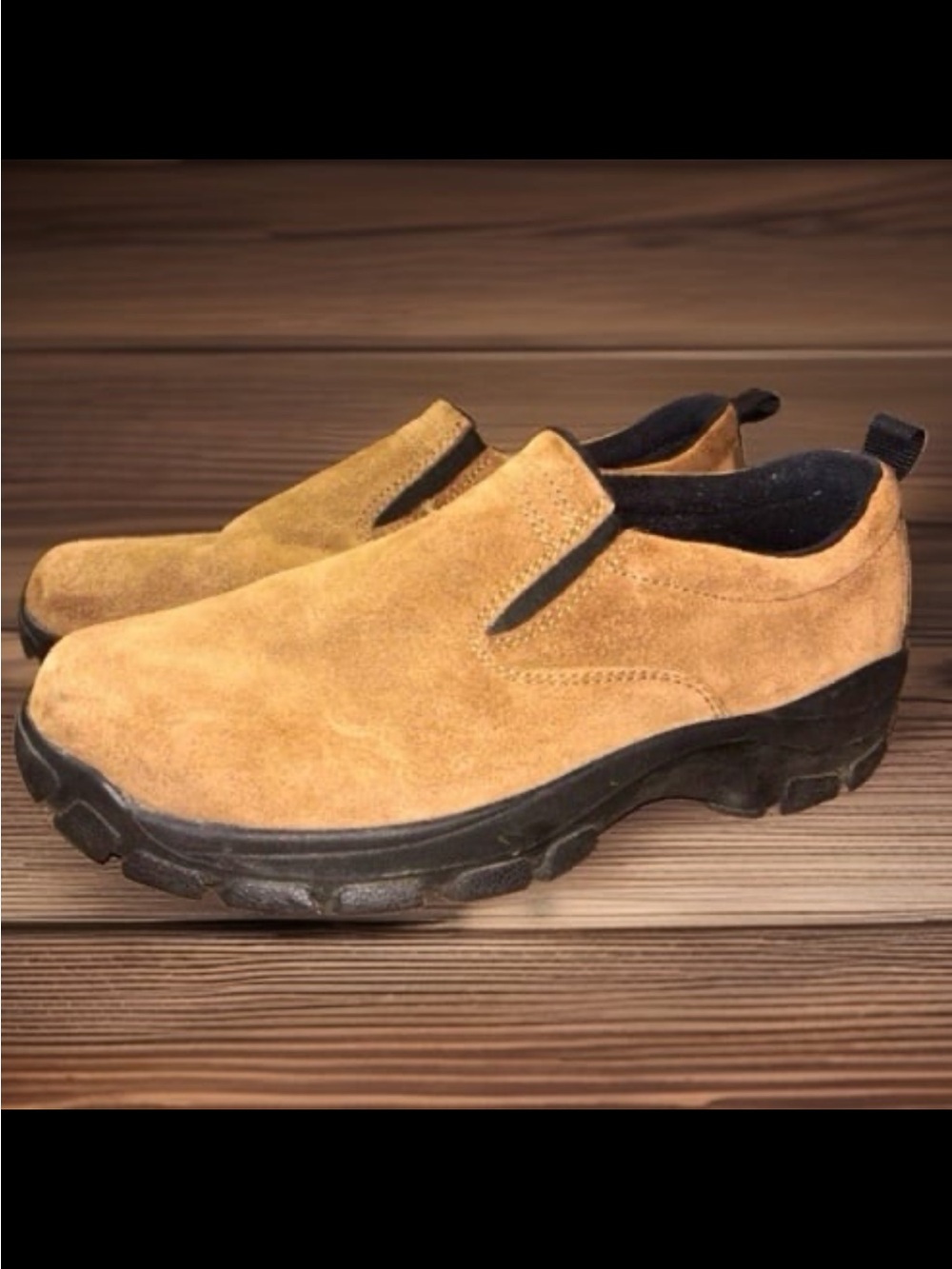 vintage Lands' End All Weather Suede Moc Slip-On Shoes, Men’s Size 9